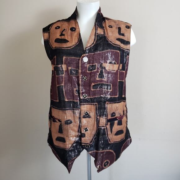 NADYA Art to Wear Reversible Patchwork Batik Vest M-L Whimsical. One Of A Kind - Picture 1 of 15